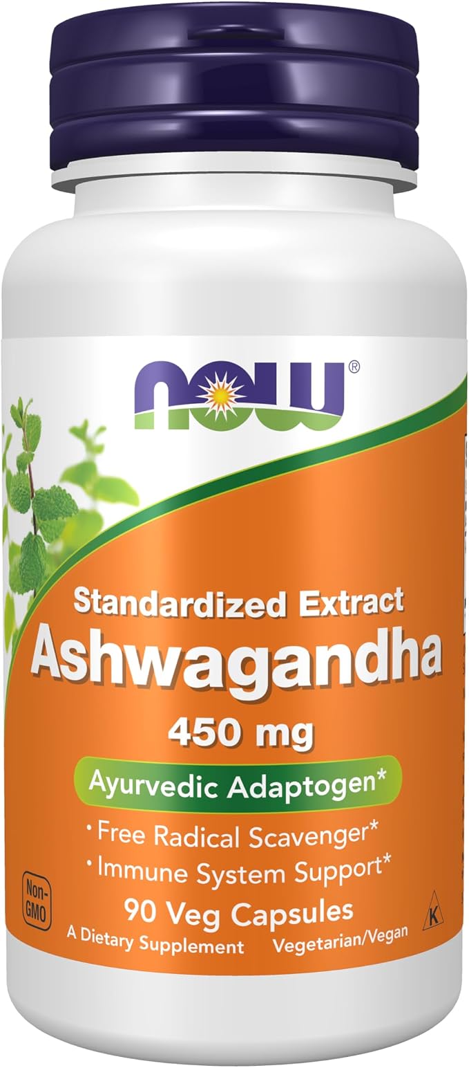 NOW Ashwagandha 450 mg 90 veg caps bottle