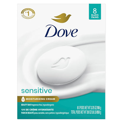 Dove fragrance-free hypoallergenic beauty bars for sensitive skin