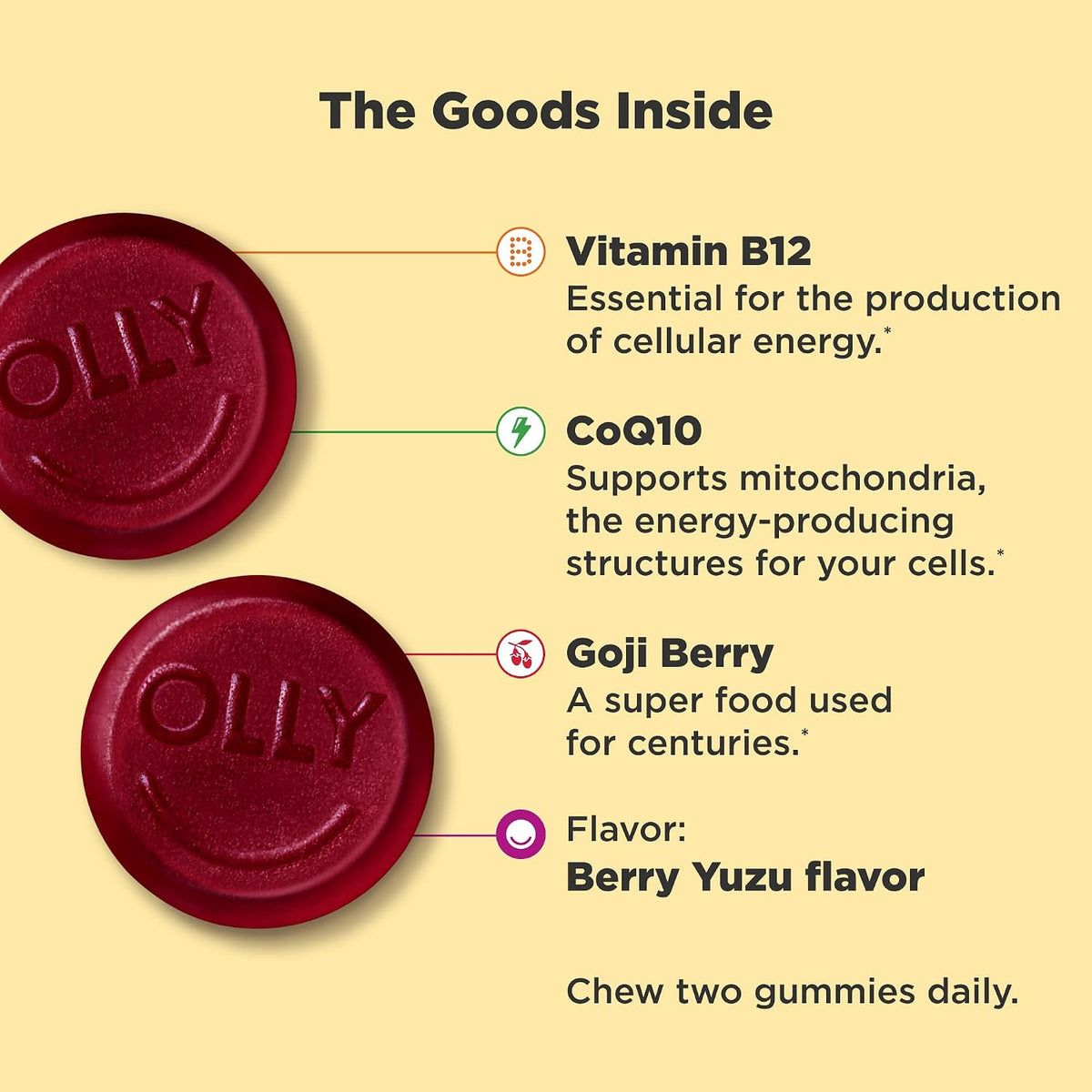 Caffeine-free OLLY daily energy gummies