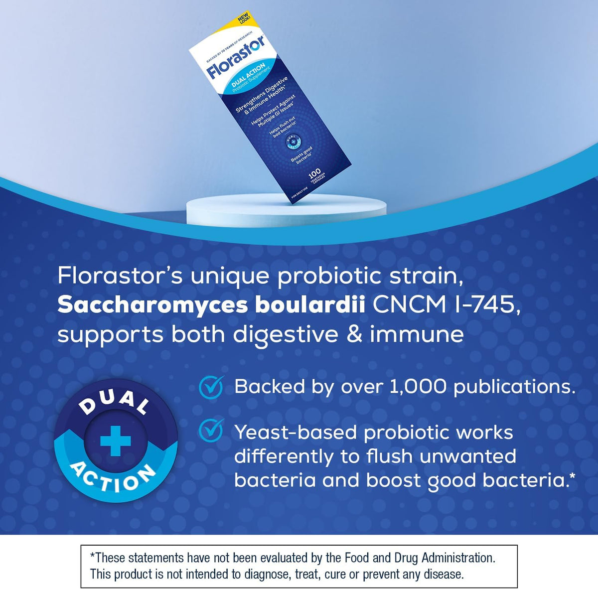 Florastor shelf stable probiotic capsules for adults