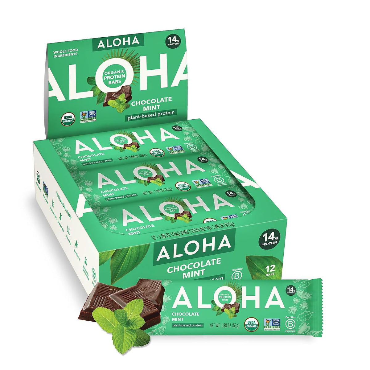 ALOHA organic protein bars in Chocolate Mint flavor