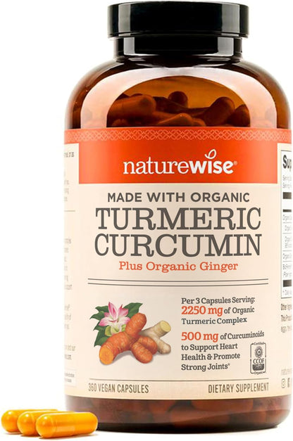 NatureWise turmeric curcumin capsules with BioPerine