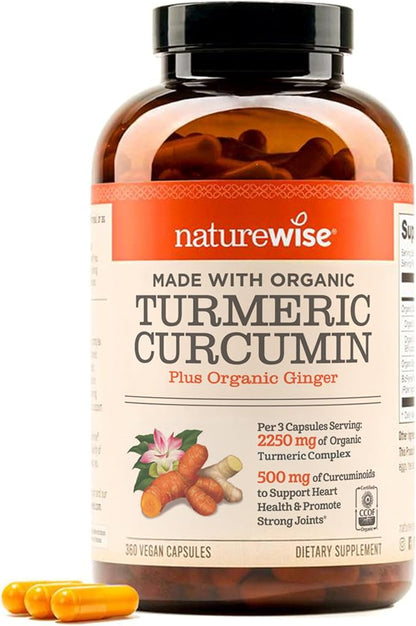 NatureWise Turmeric Curcumin 2250mg supplement bottle
