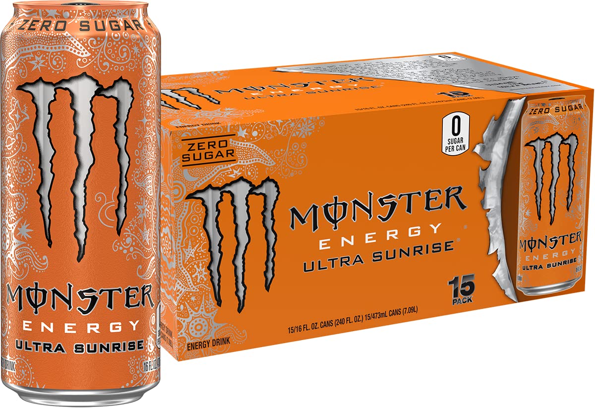 Monster Ultra Sunrise sugar free energy drink front view