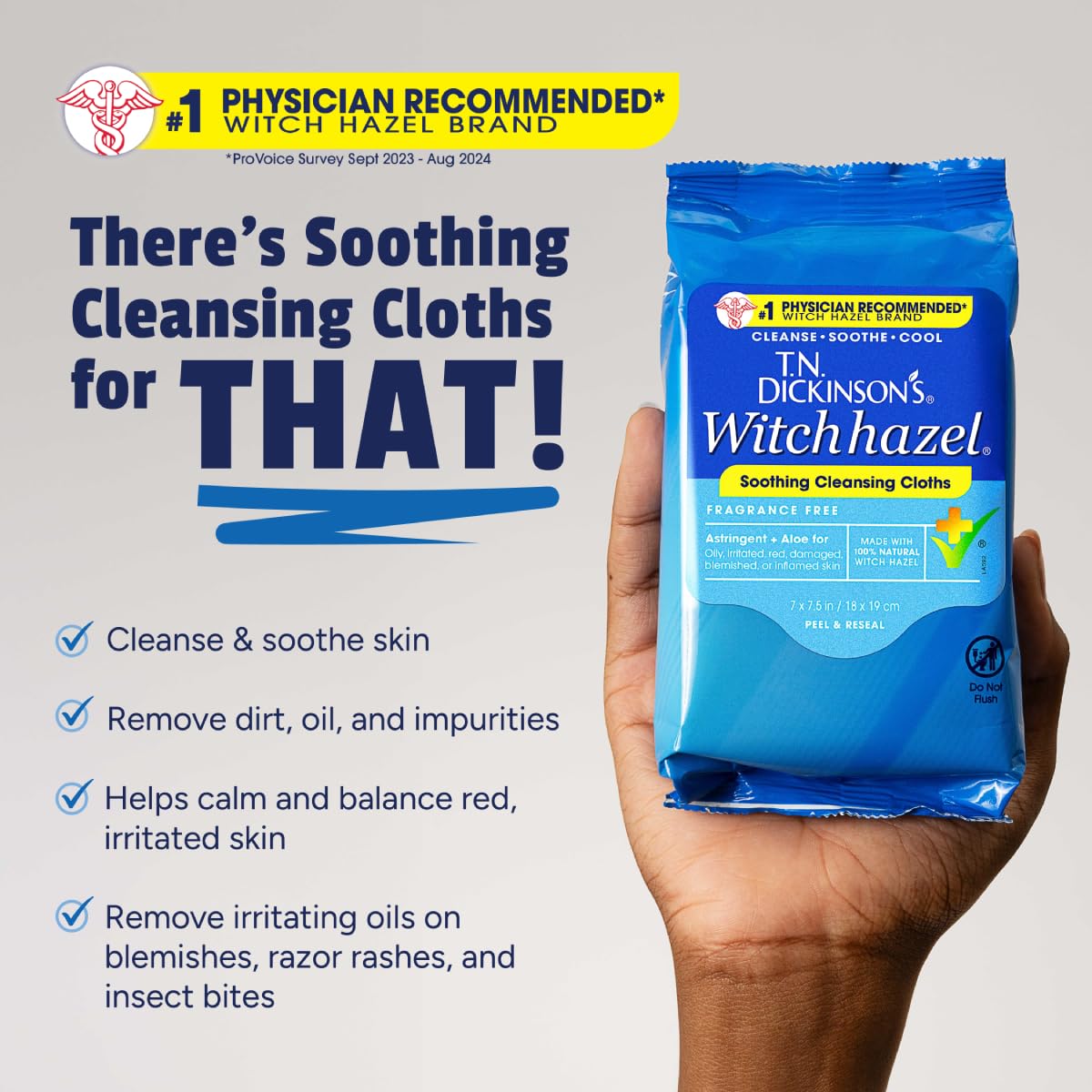 Extra-large witch hazel cleansing towelettes