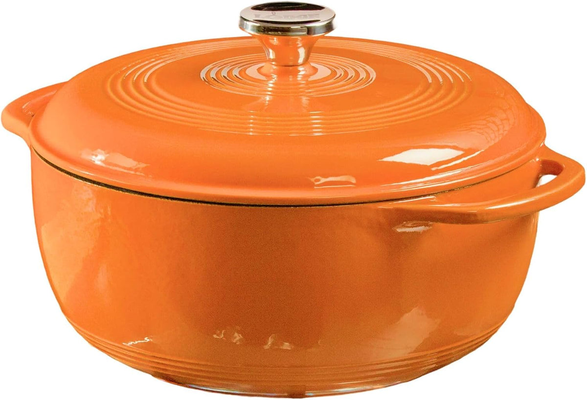 Pumpkin enameled Dutch oven with dual handles