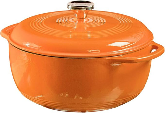 Lodge 6 quart pumpkin enamel cast iron Dutch oven