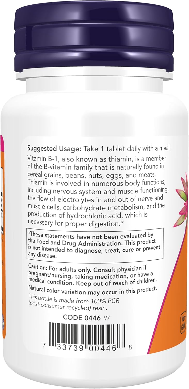 NOW B-1 100 mg supplement facts bottle image