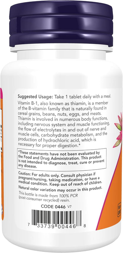 NOW B-1 100 mg supplement facts bottle image