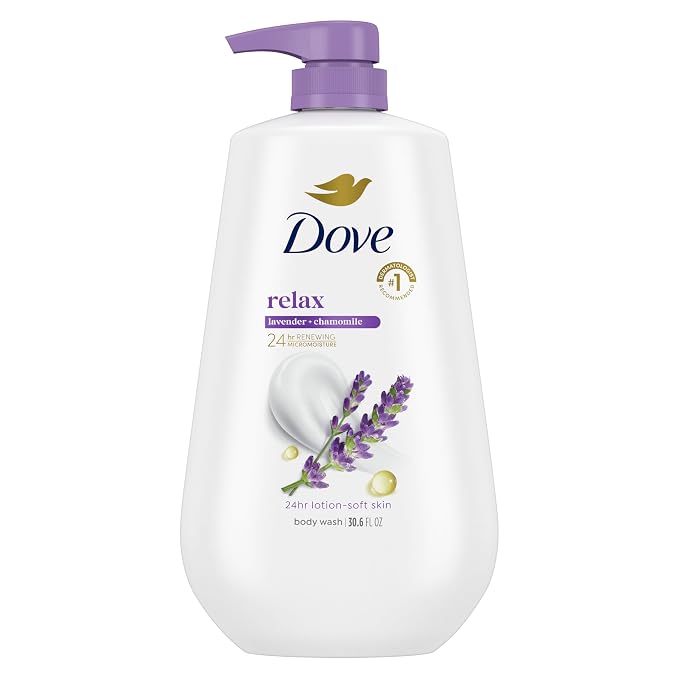 Dove Relax Lavender Oil and Chamomile body wash pump bottle