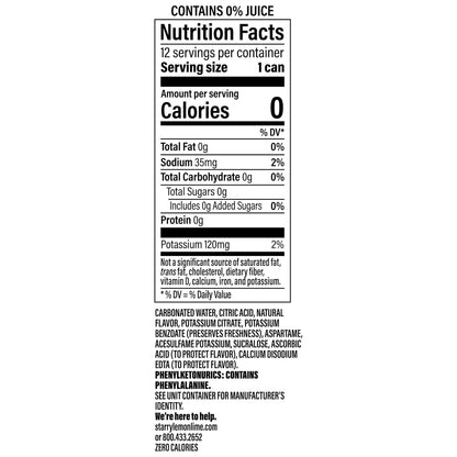 Zero sugar lemon lime soft drink 12 fl oz cans