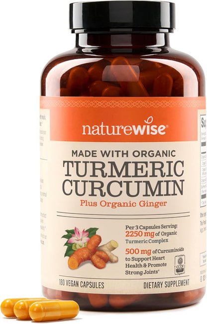 NatureWise turmeric curcumin capsules with BioPerine