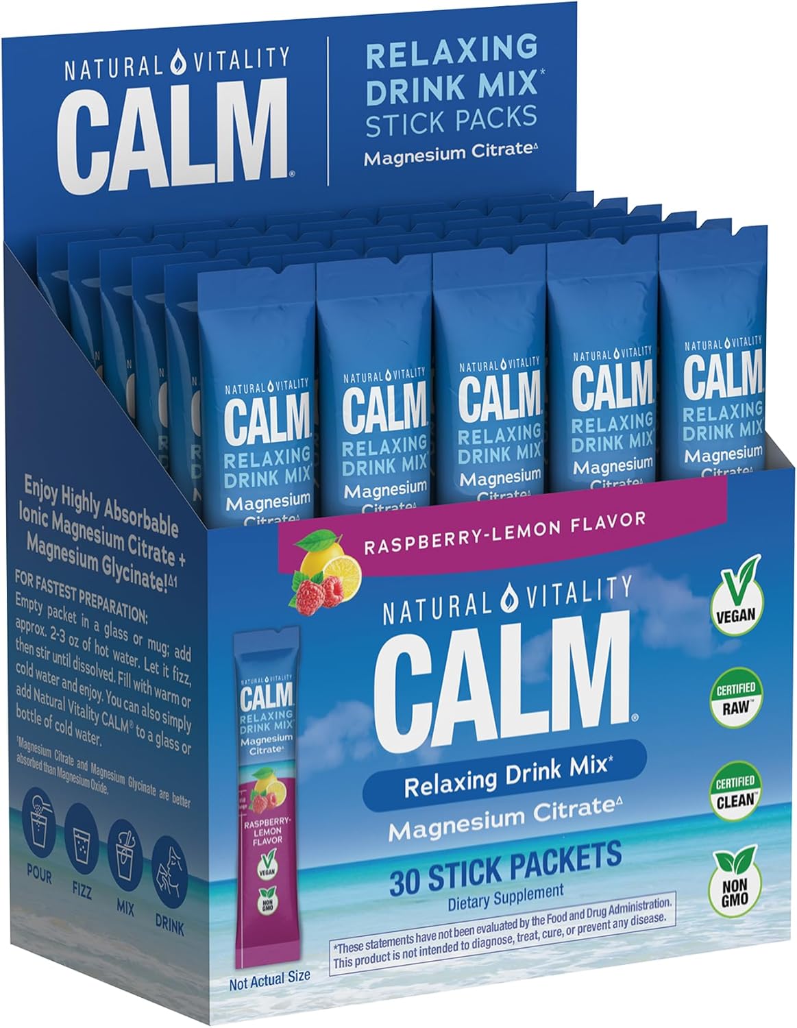 Raspberry lemon magnesium powder stick packets