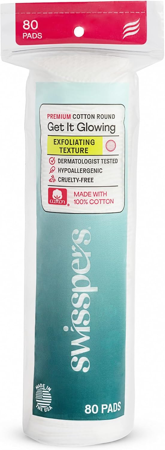 Dual-sided Swisspers cotton rounds for skincare