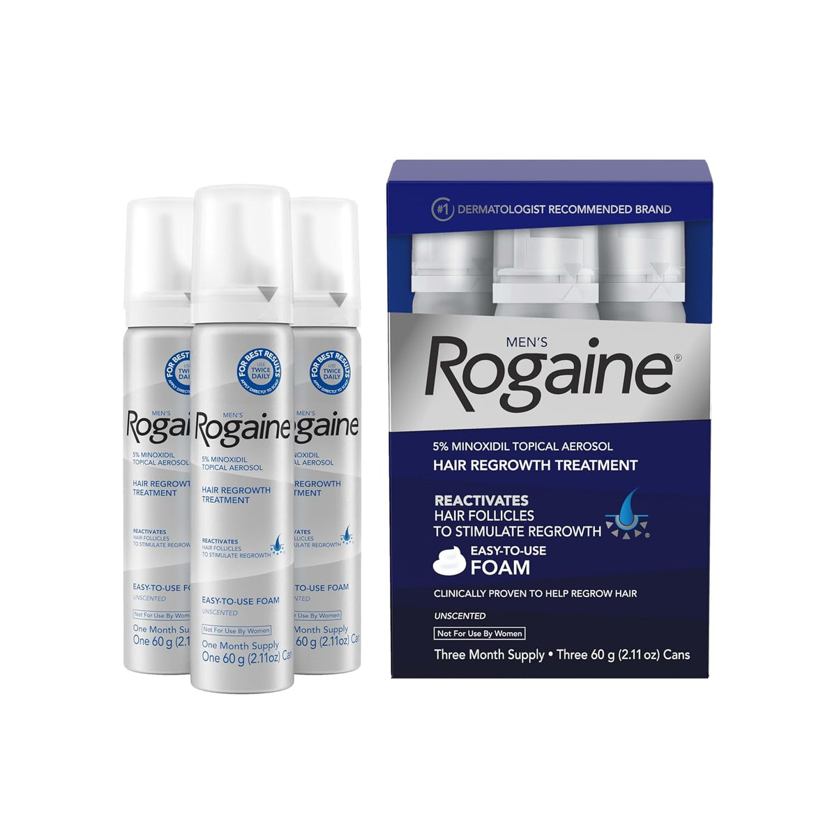 Unscented Rogaine hair regrowth foam for men