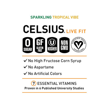 CELSIUS Tropical Vibe functional energy drink 12 pack