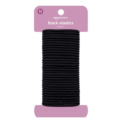 Amazon Basics snag-free ponytail holders in black
