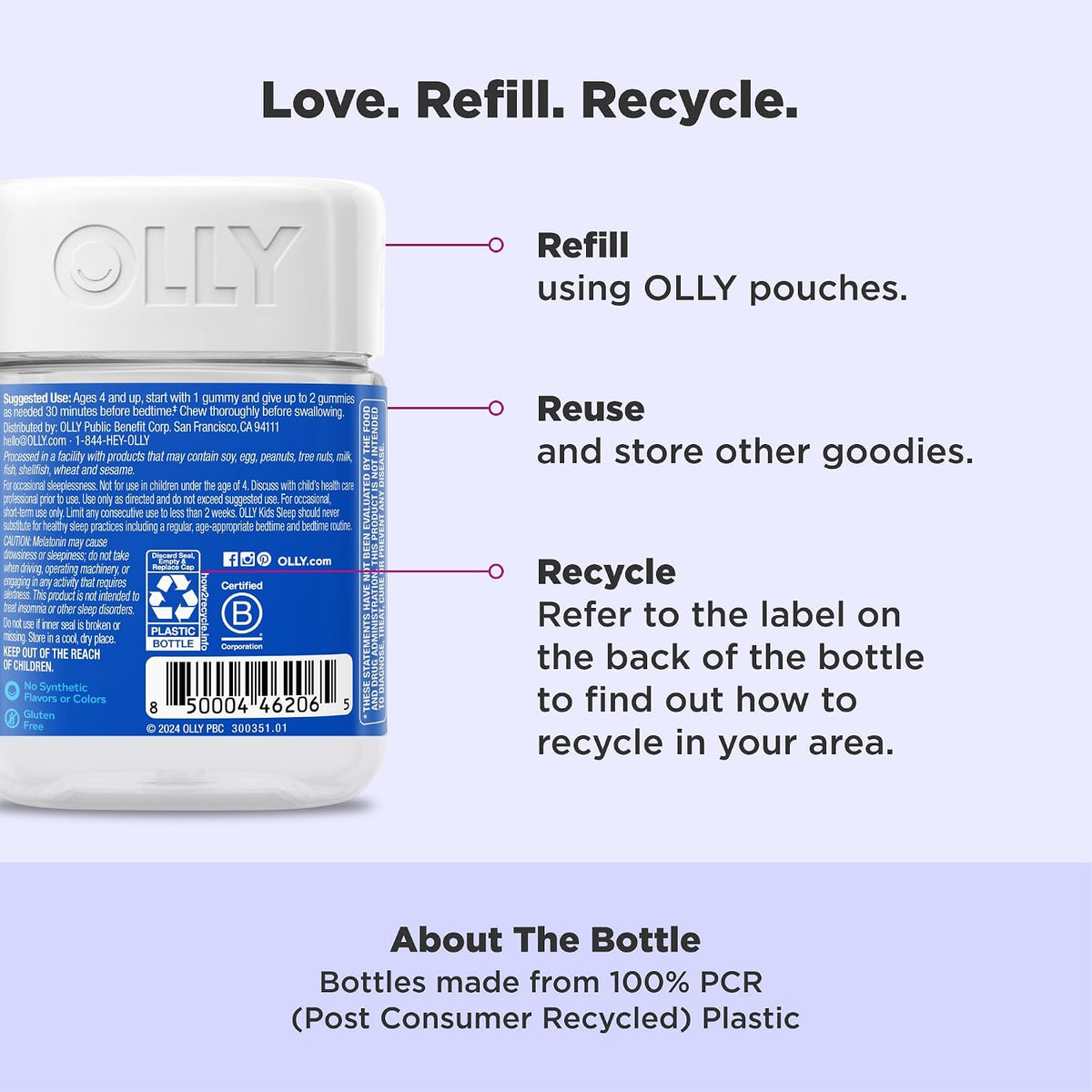 OLLY Kids Sleep children’s melatonin gummies bottle