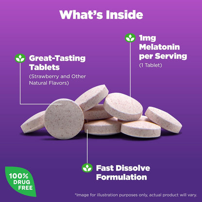 Natrol strawberry fast dissolve melatonin tablets front label