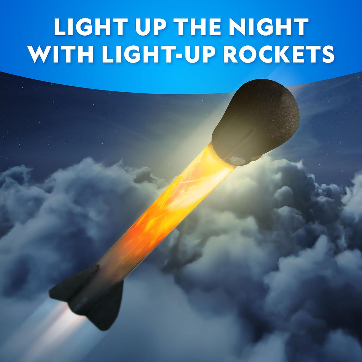 LED foam-tipped rockets with foot pump launcher