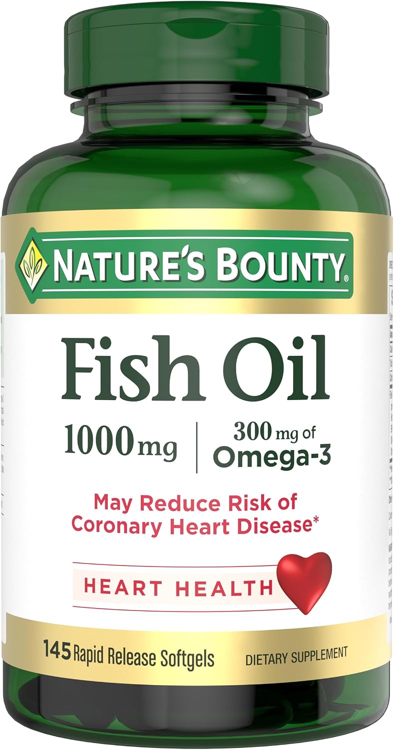 Nature's Bounty omega-3 fish oil softgels front label