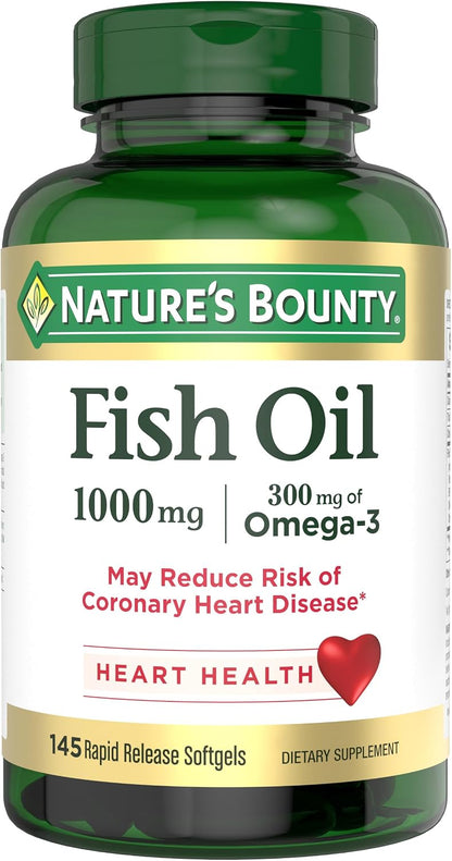 Nature's Bounty omega-3 fish oil softgels front label