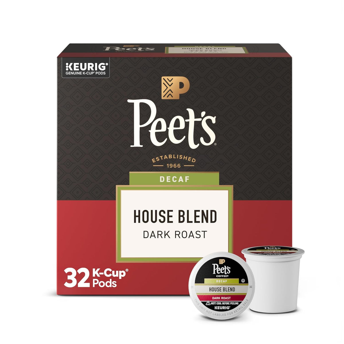 Peet's Coffee decaf dark roast coffee pods box