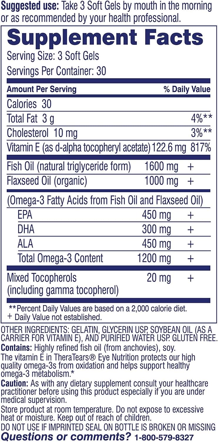 TheraTears supplement for eye care front label