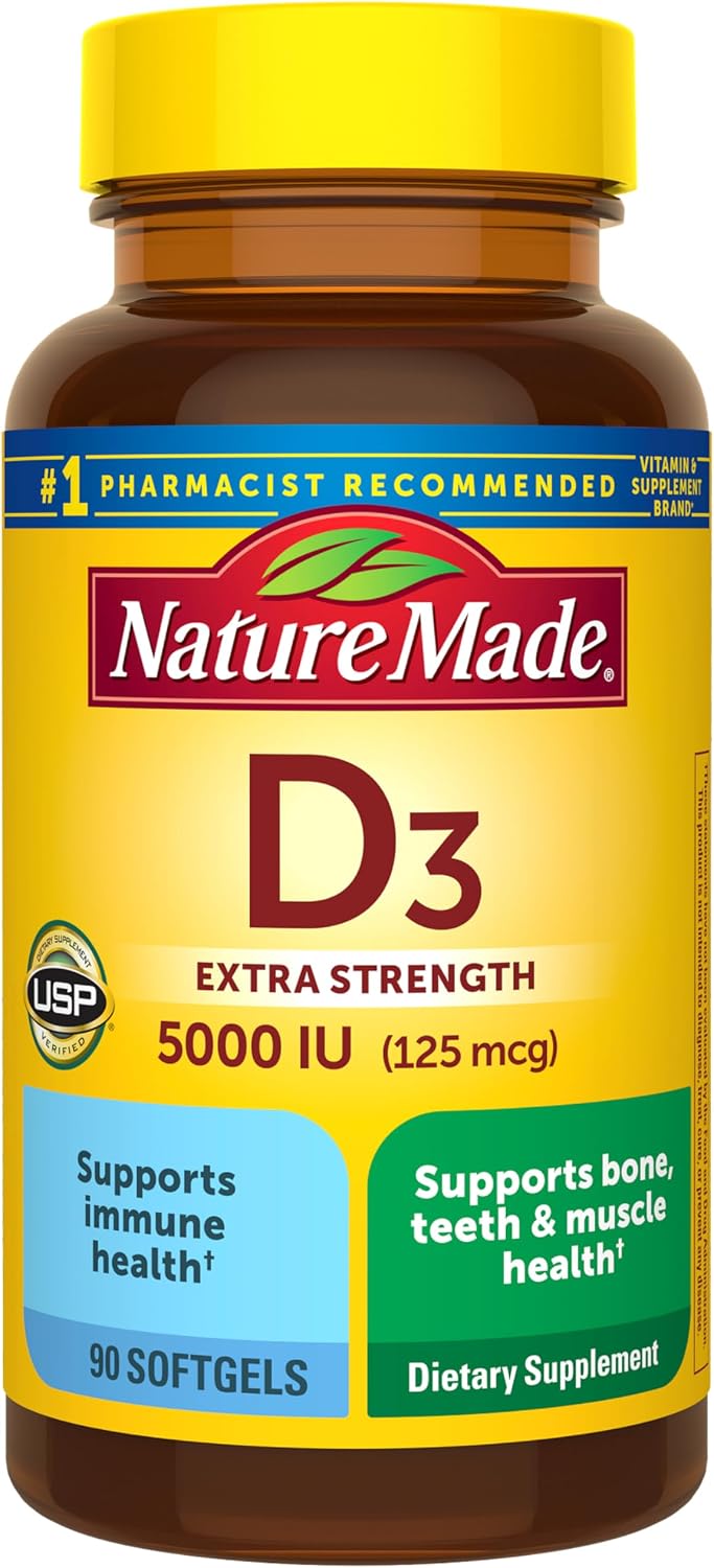 Nature Made Vitamin D3 90 count supplement label