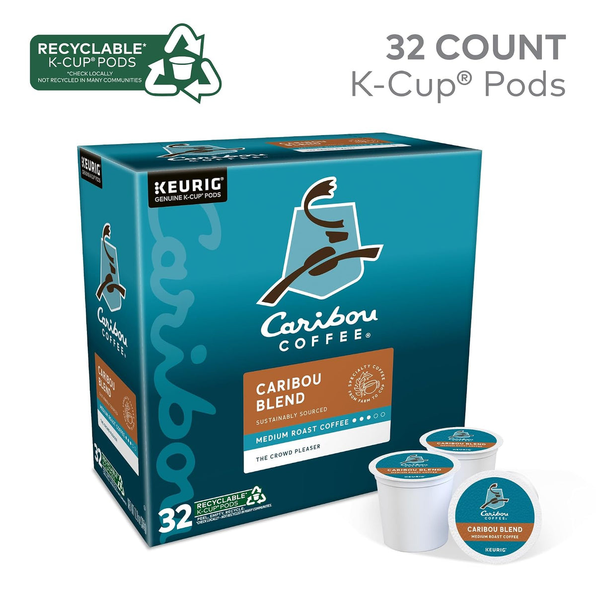 Caribou Coffee medium roast pods with caramel sweetness