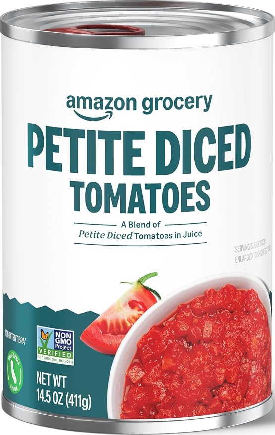 Amazon Grocery petite diced tomatoes, 14.5 oz can