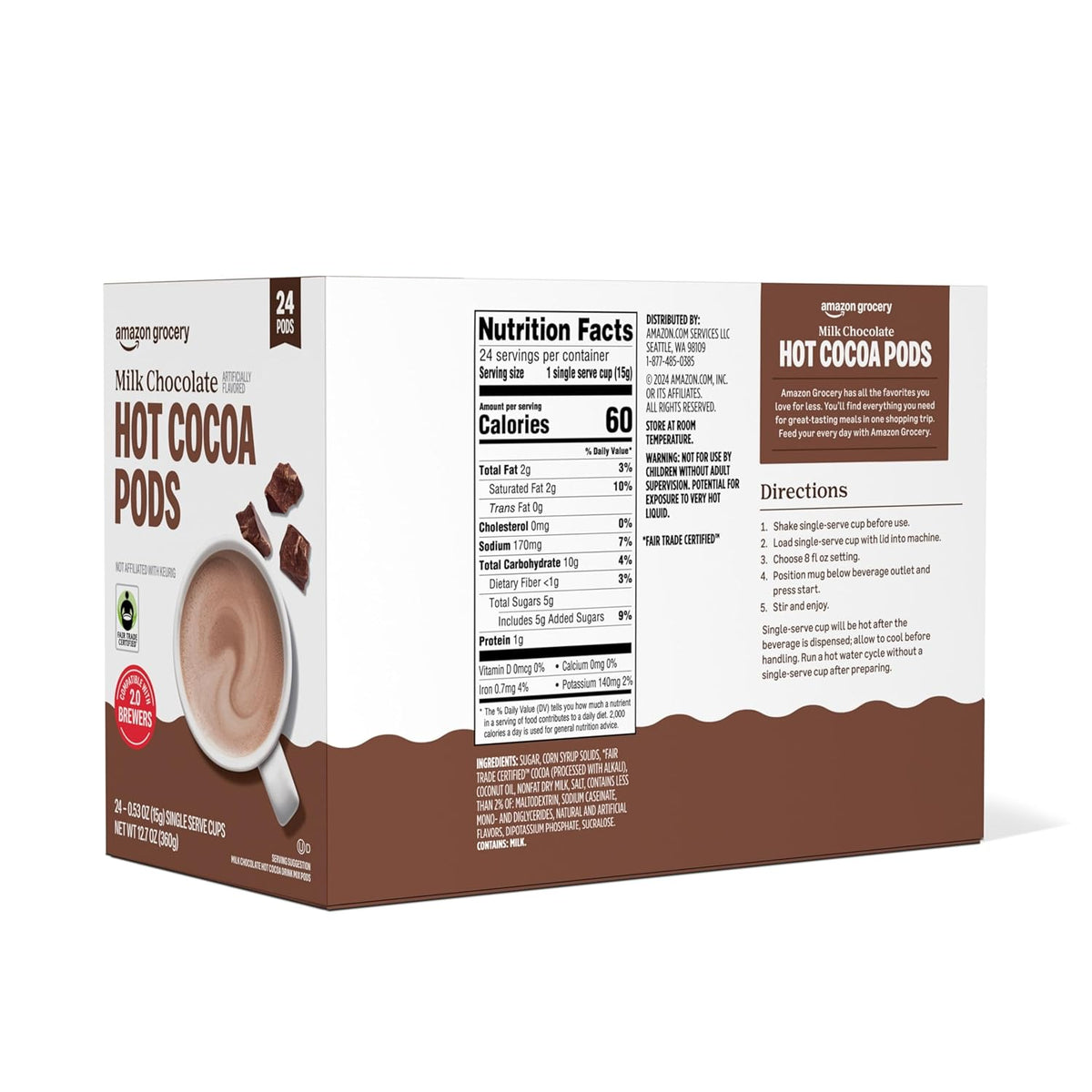 Milk chocolate hot cocoa pods in a 12.7-ounce box