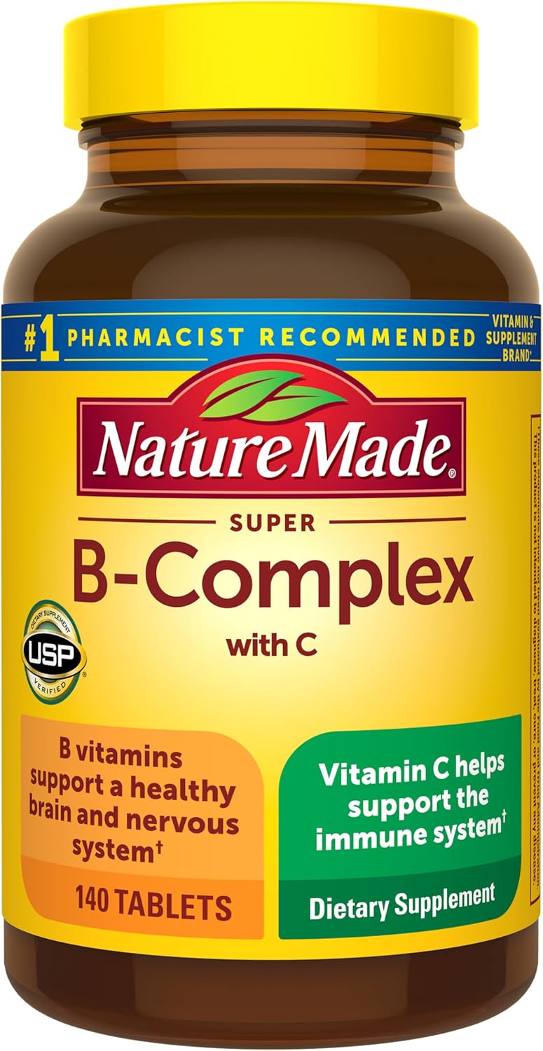 Nature Made Super B Complex supplement facts and bottle label