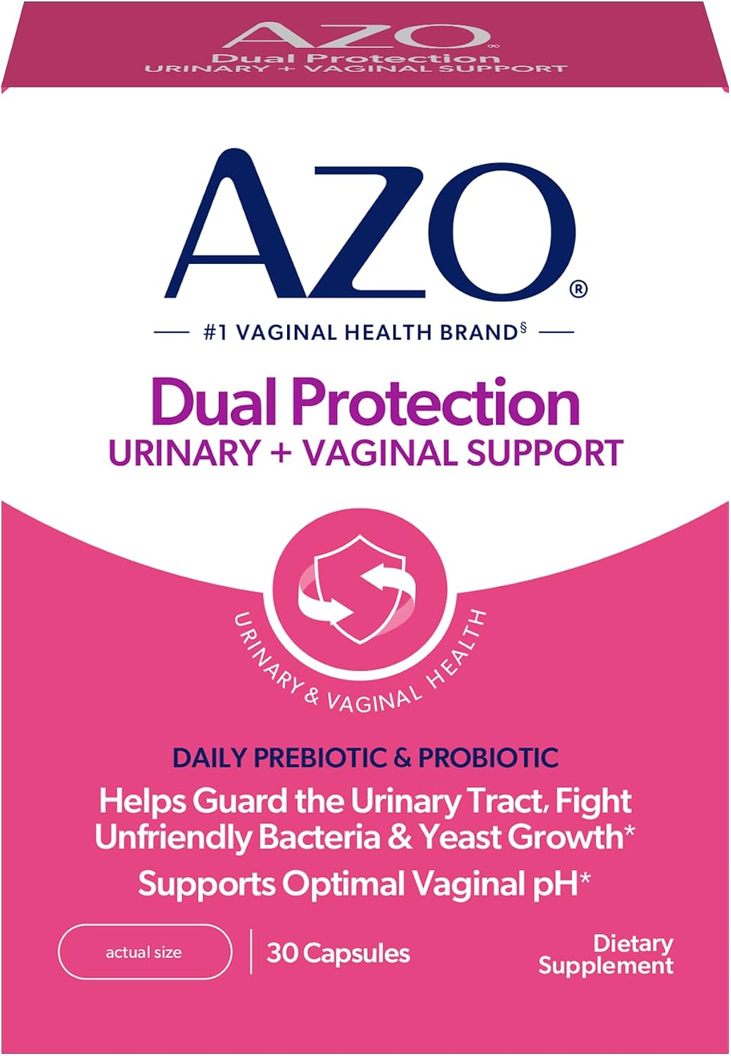 AZO women probiotics and prebiotics supplement bottle
