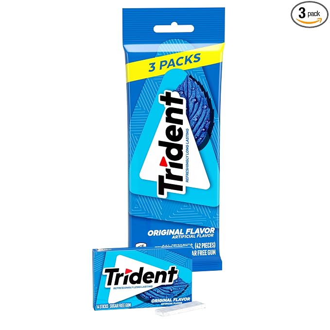Trident Original sugar-free gum, three packs of 14 pieces