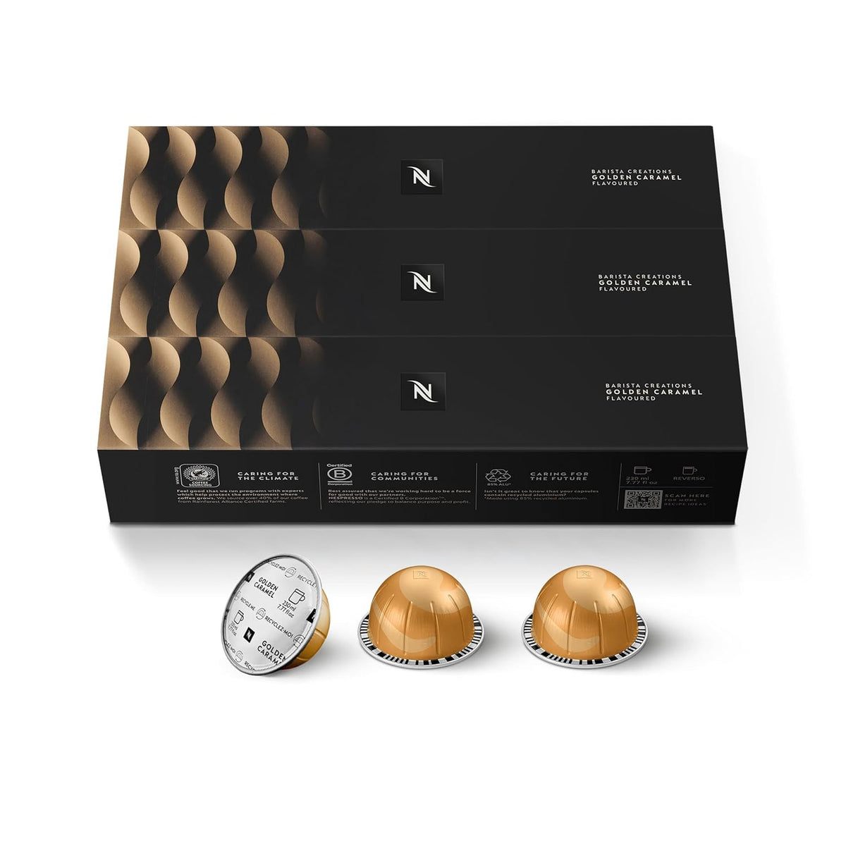 Nespresso caramel flavored single-serve coffee capsules