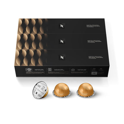 Nespresso caramel flavored single-serve coffee capsules