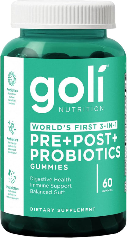 Goli 3-in-1 pre probiotic postbiotic gummies