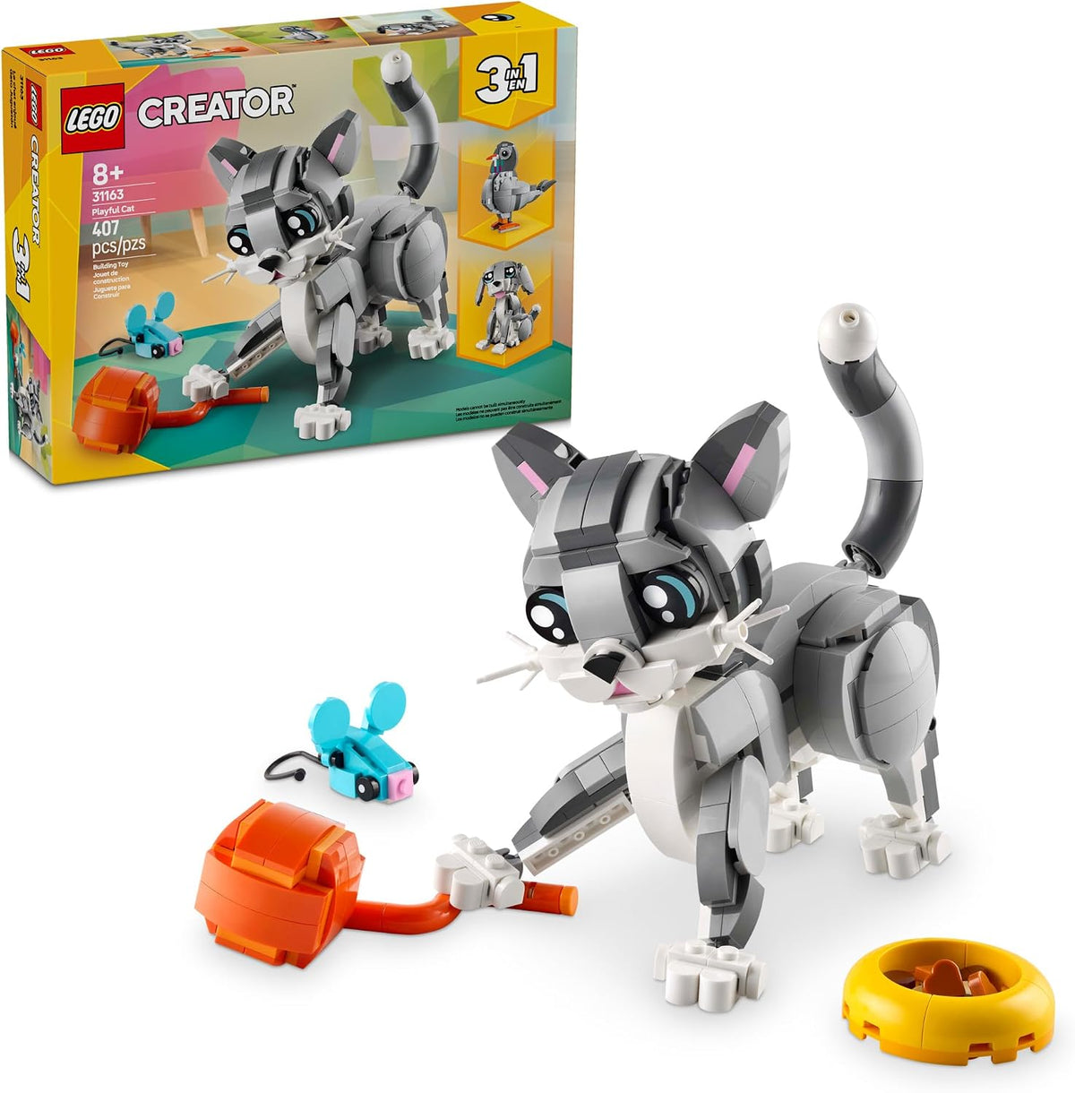 LEGO posable cat animal figure with accessories
