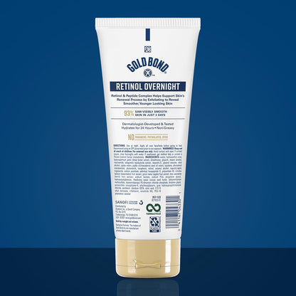 Fragrance-free Gold Bond overnight moisturizer bottle