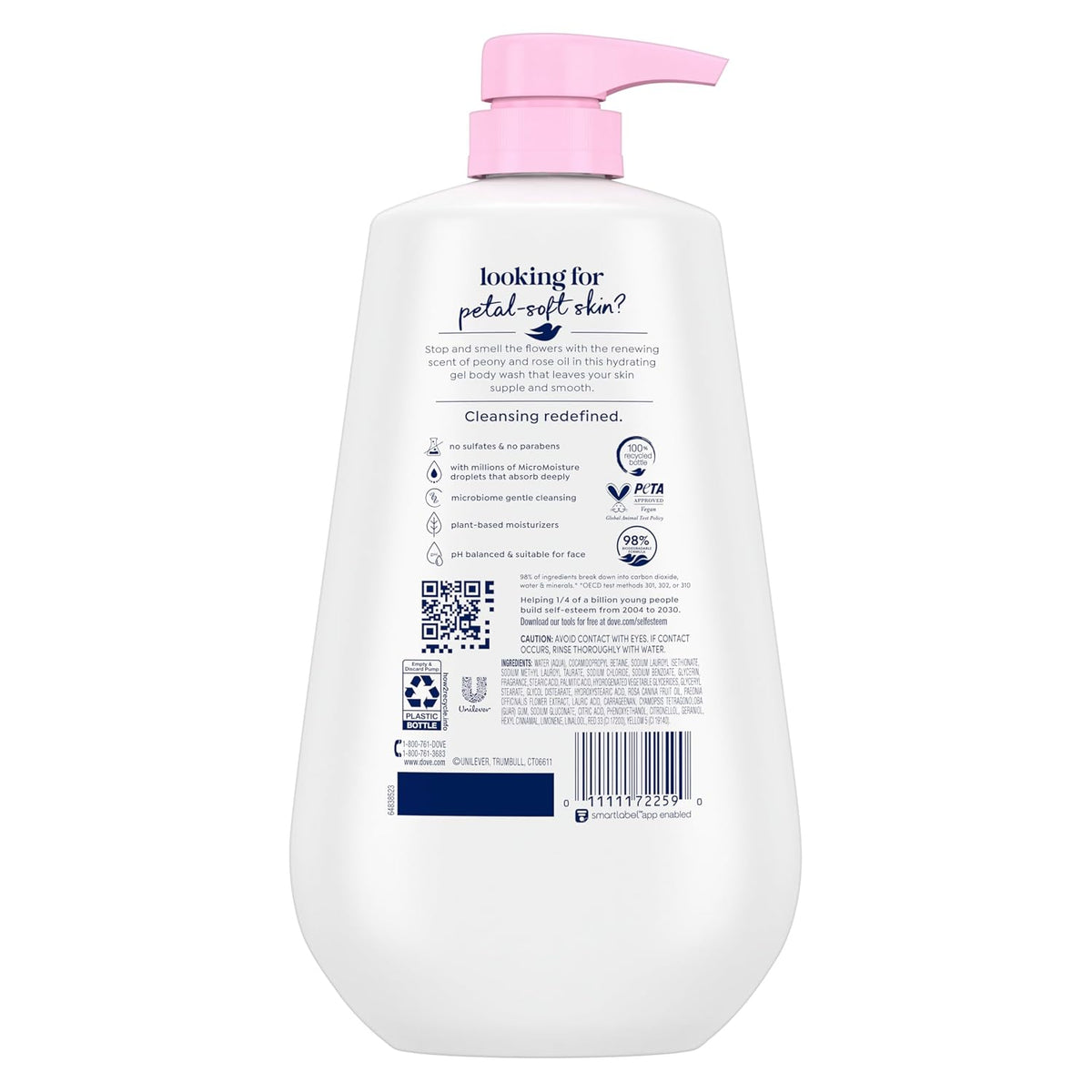 Dove hydrating body wash pump for dry skin care