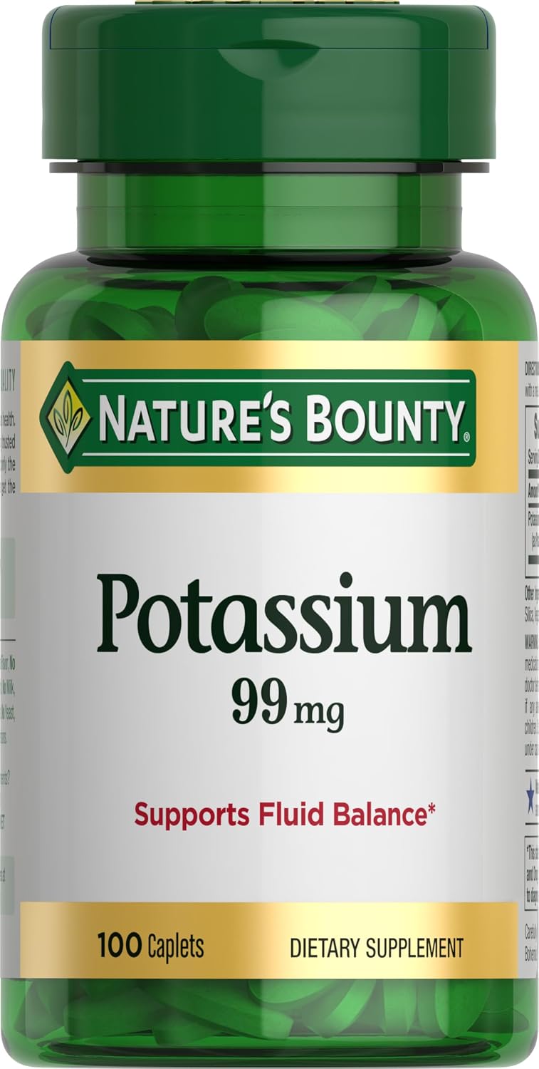 Nature's Bounty potassium supplement 100 caplets front view