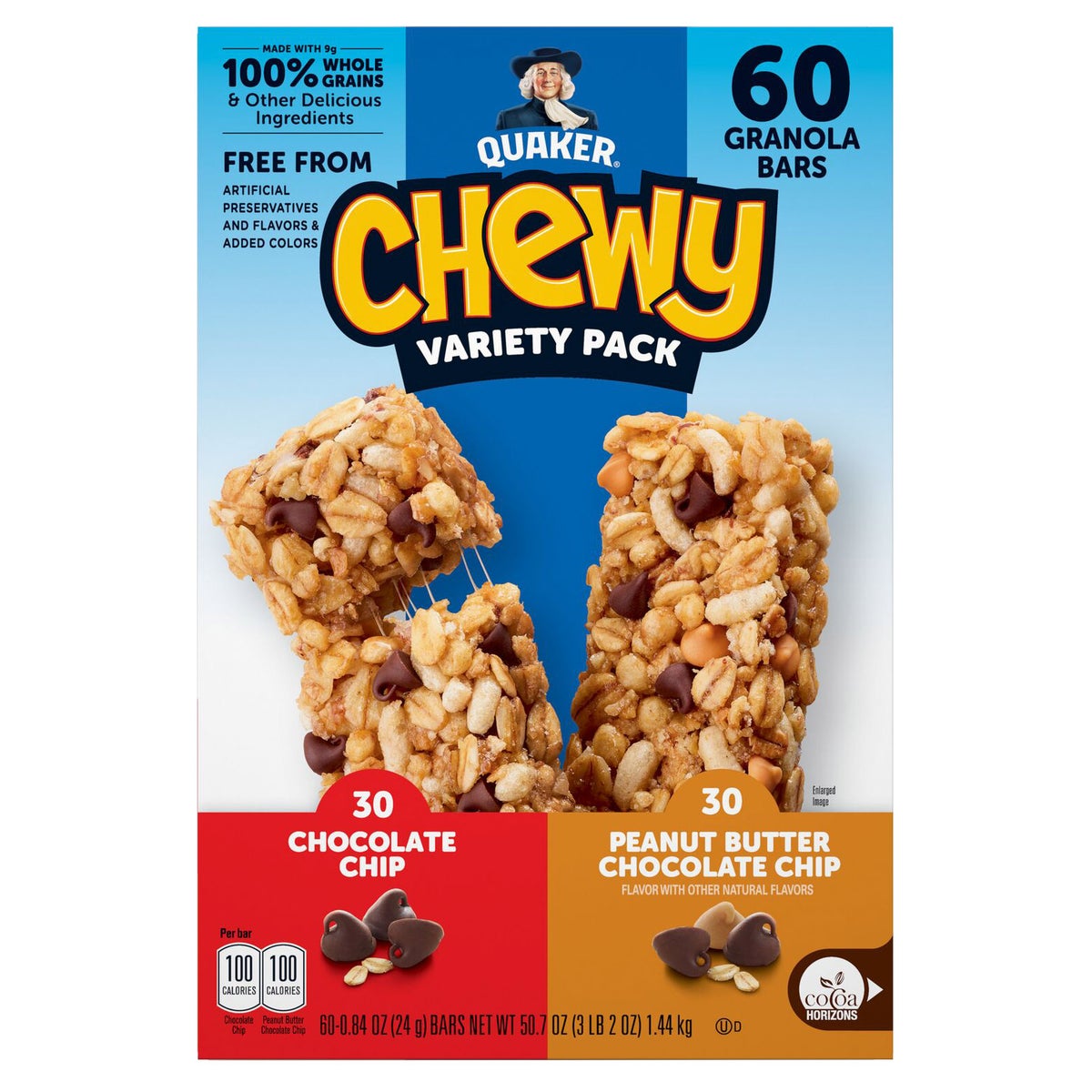 Quaker Chewy granola bars variety pack 60 count box
