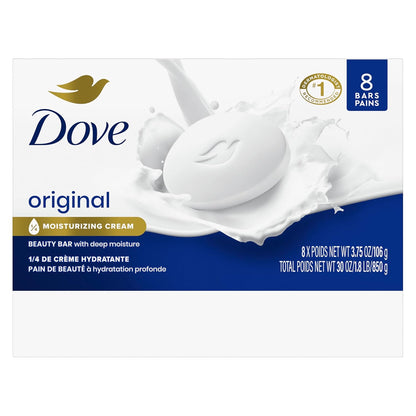 Dove Beauty Bar Soap Original for Soft,Smooth Skin,with 1/4 Moisturizing Cream 3.75 oz,(Pack of 16)