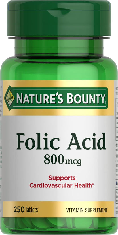 Nature's Bounty folic acid tablets front label