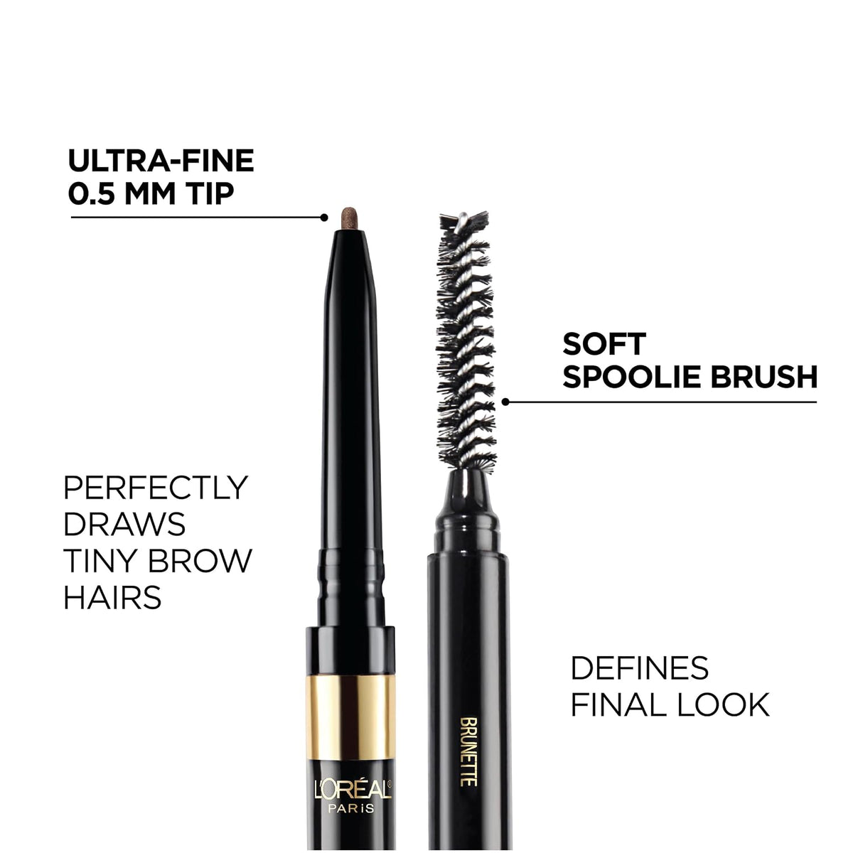 Retractable waterproof eyebrow pencil for defined brows