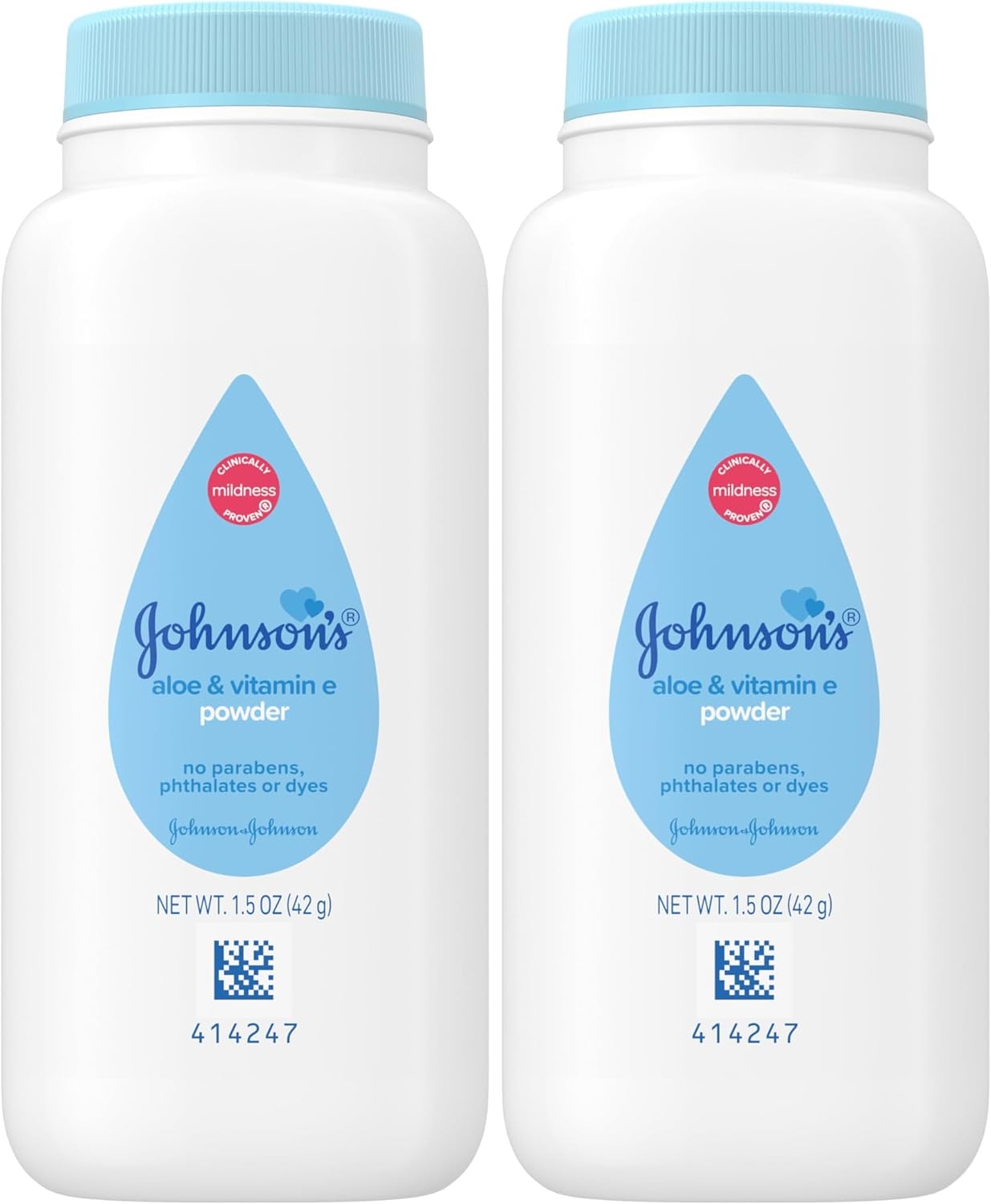 Johnson's Baby Cornstarch Baby Powder with Aloe and Vitamin E for Delicate Skin, Hypoallergenic, No Addded Parabens, and Dyes for Gentle Baby Skin Care, Baby Essentials, 1.5 oz