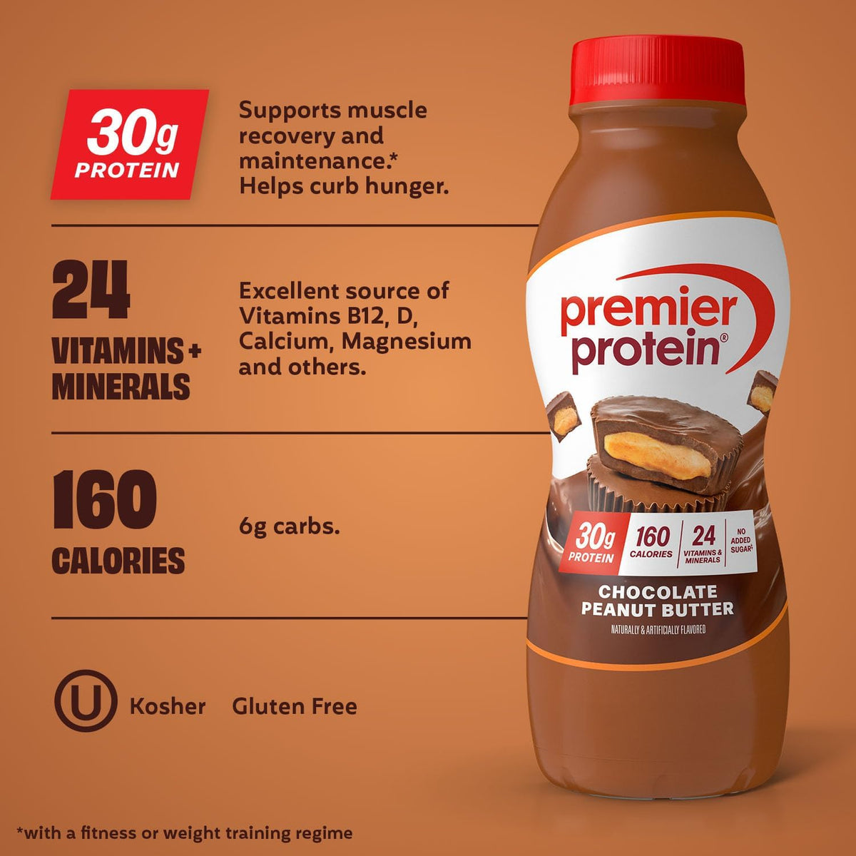 Chocolate peanut butter ready-to-drink protein shake pack