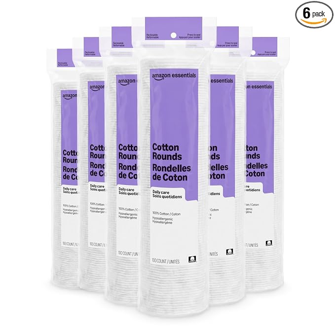 Amazon Essentials hypoallergenic cotton rounds 600 count pack