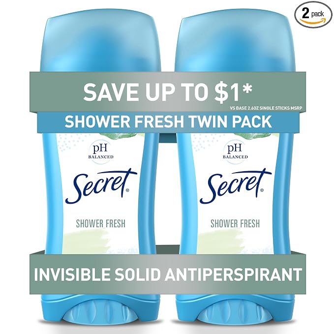 Secret Shower Fresh invisible solid deodorant 2 pack